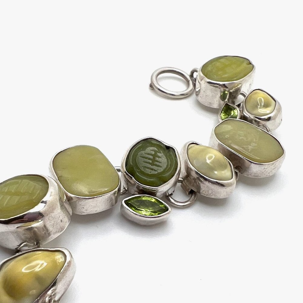 Echo of the Dreamer Sterling Carved Jade Toggle Bracelet - Picture 4 of 7